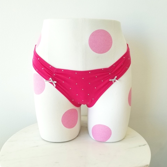 Victoria's Secret PINK Vintage Rhinestone Crystal Thong Panty Ruching NWT - Picture 2 of 13